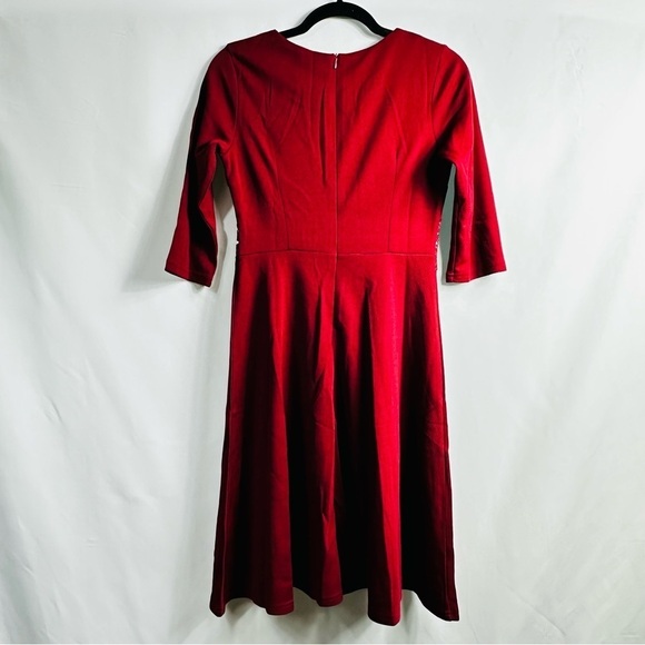 NWT Homeyee Women’s Maroon Half Sleeve Flowy Dress Sz Med. with Zippered Closure - Picture 3 of 6